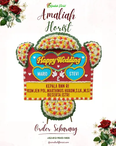 Karangan Papan Bunga Pernikahan di Sukoanyar